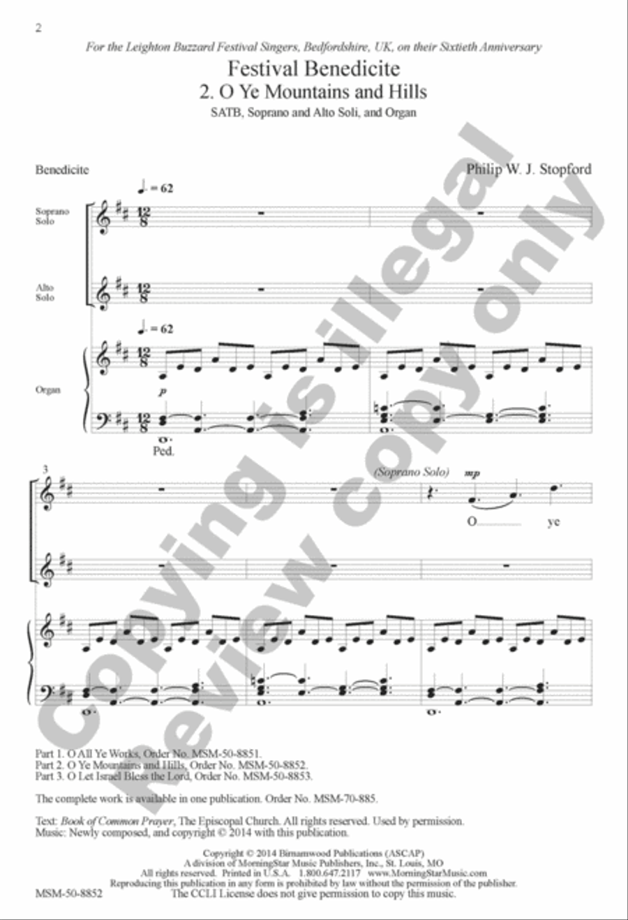 O Ye Mountains and Hills (Mvt 2 from Festival Benedicite) 4-Part scores gallery preview page 2