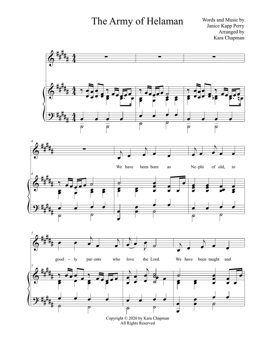 The Army of Helaman Piano, Vocal scores gallery preview page 1
