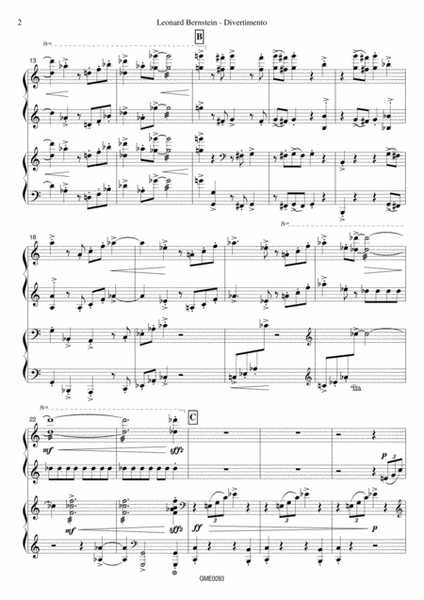 Leonard Bernstein - Divertimento - 2 Pianos 4 Hands