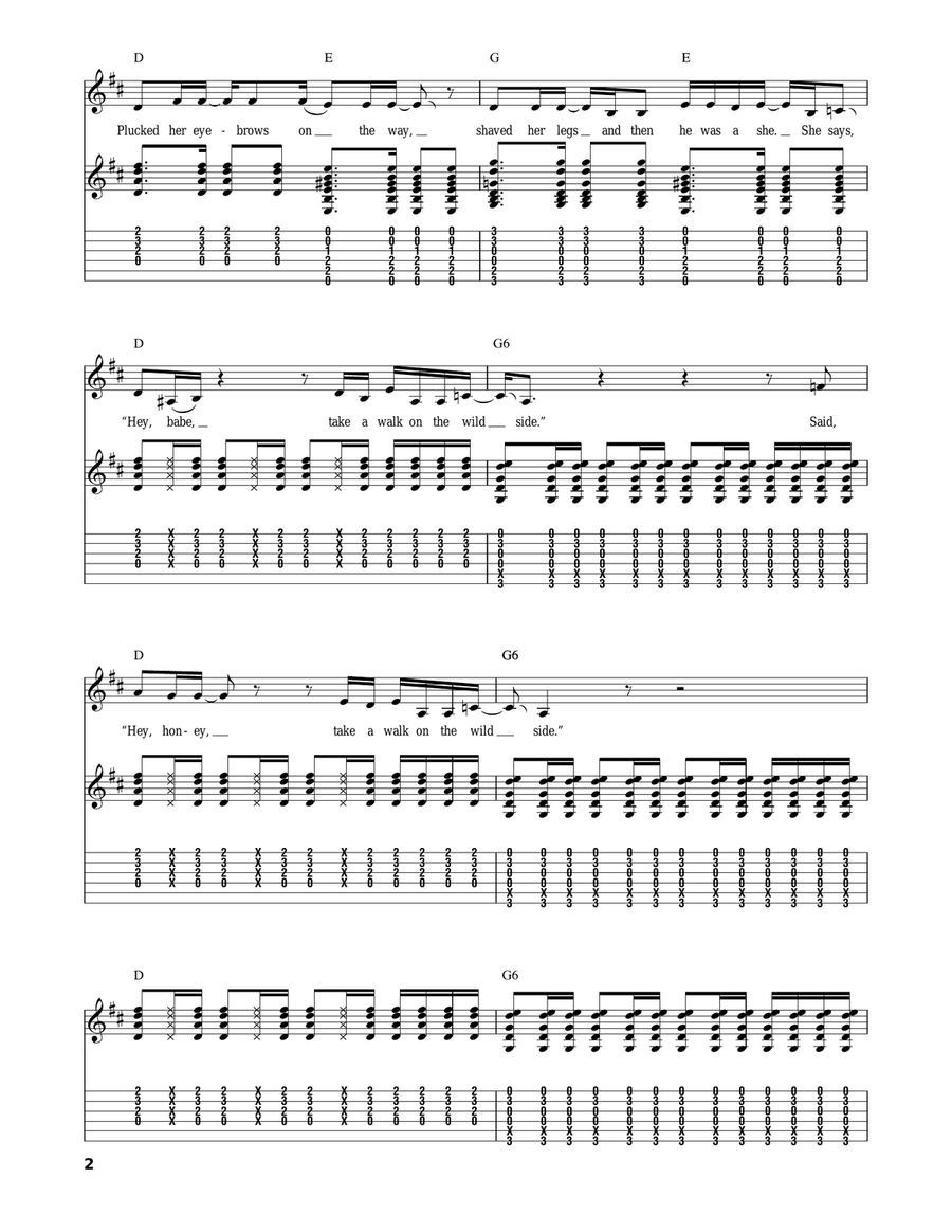 Walk On The Wild Side Acoustic Guitar scores gallery preview page 2