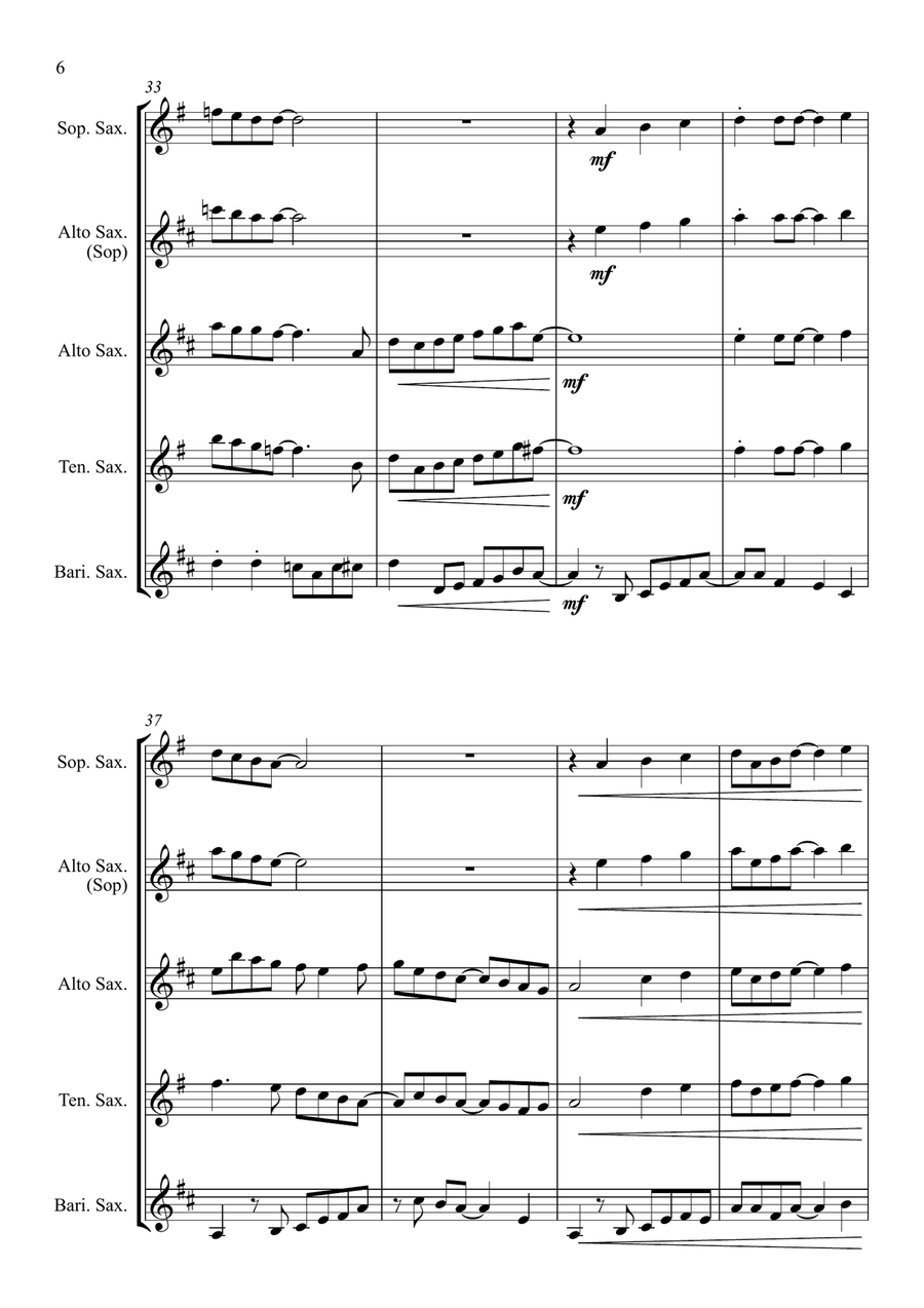 Carol of the Drum - for Saxophone Quartet Saxophone Quartet scores gallery preview page 6