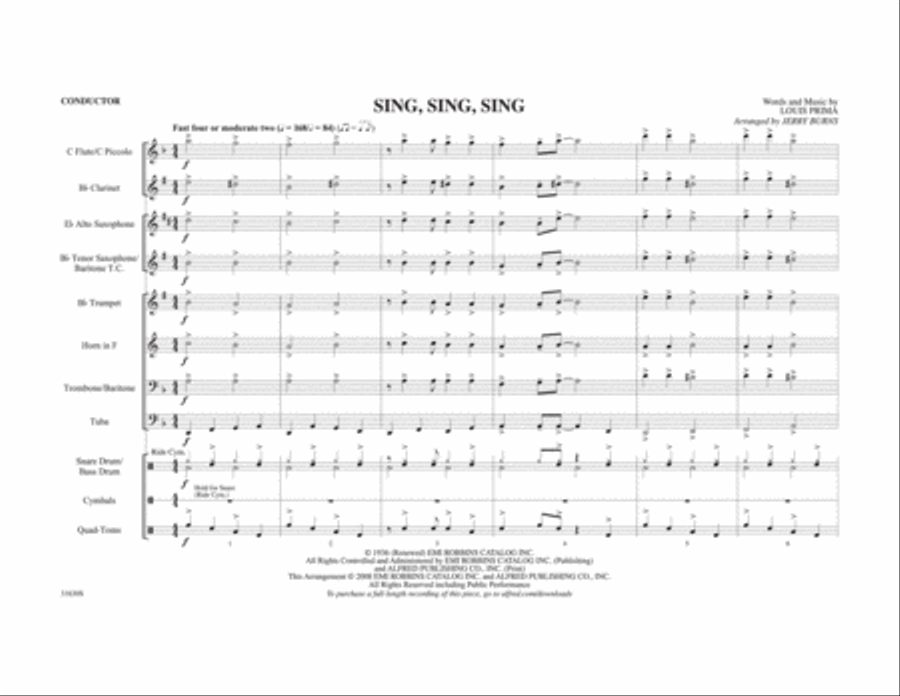 Sing, Sing, Sing Marching Band scores gallery preview page 2