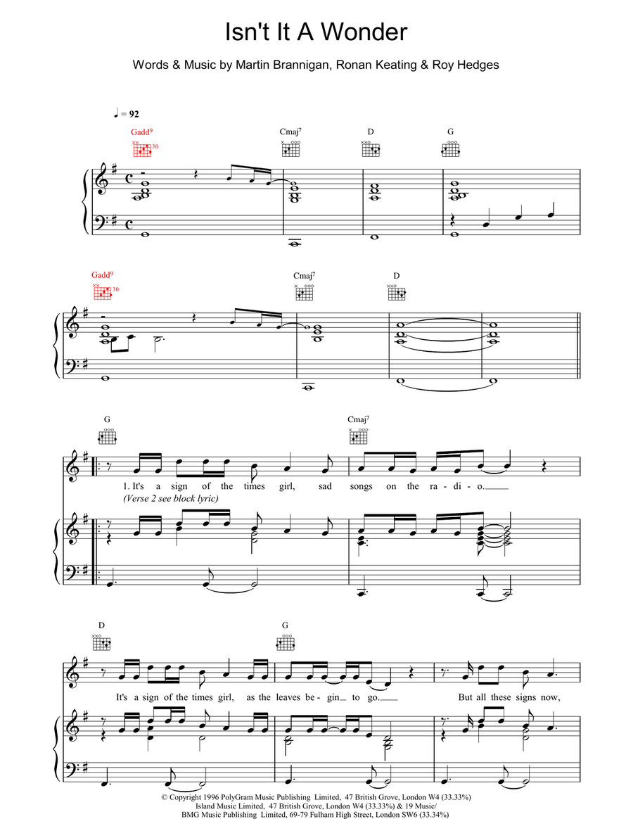 Isnt It A Wonder Isnt It A Wonder Piano, Vocal, Guitar scores gallery preview page 1