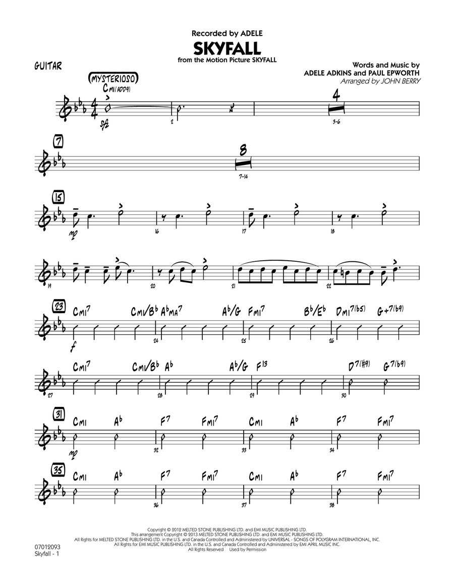 Skyfall - Guitar Jazz Ensemble scores gallery preview page 1