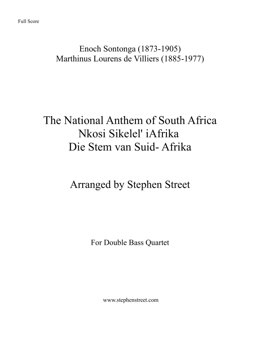 The National Anthem of South Africa - Nkosi Sikelel' iAfrika (Double Bass Quartet) image number null