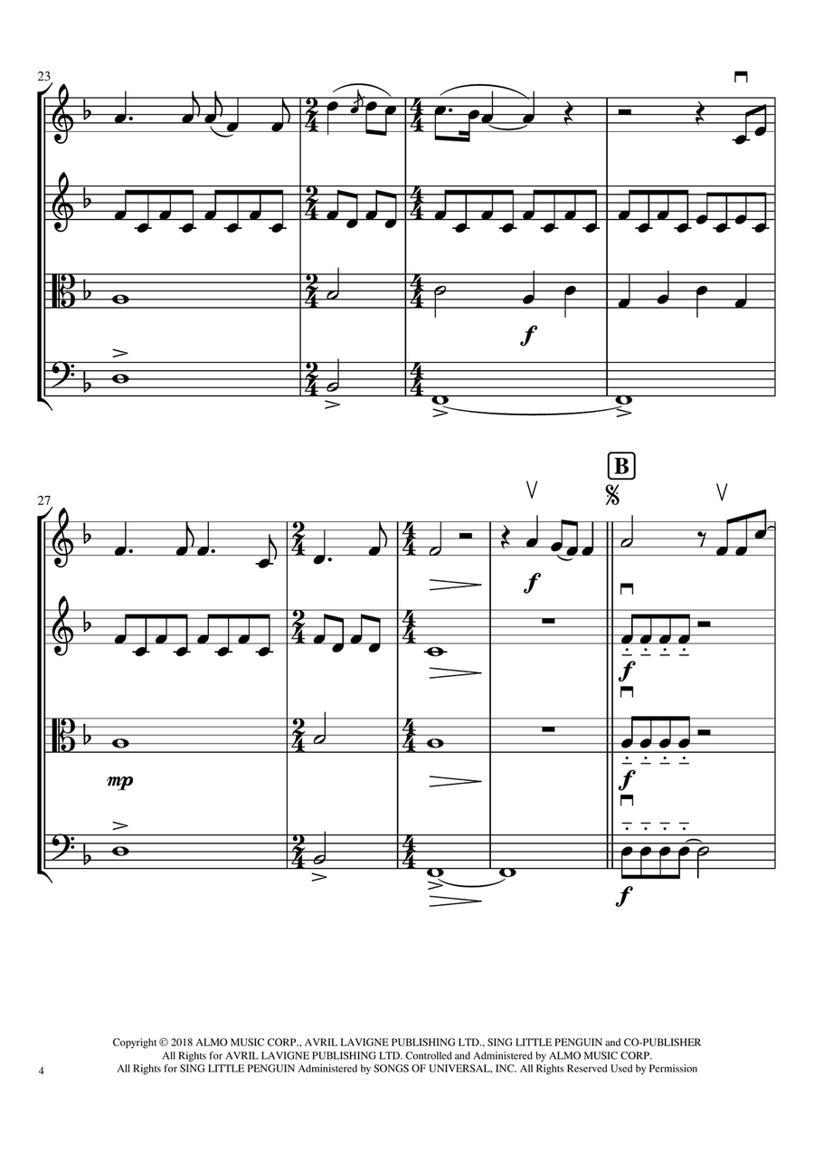 Head Above Water String Quartet scores gallery preview page 4