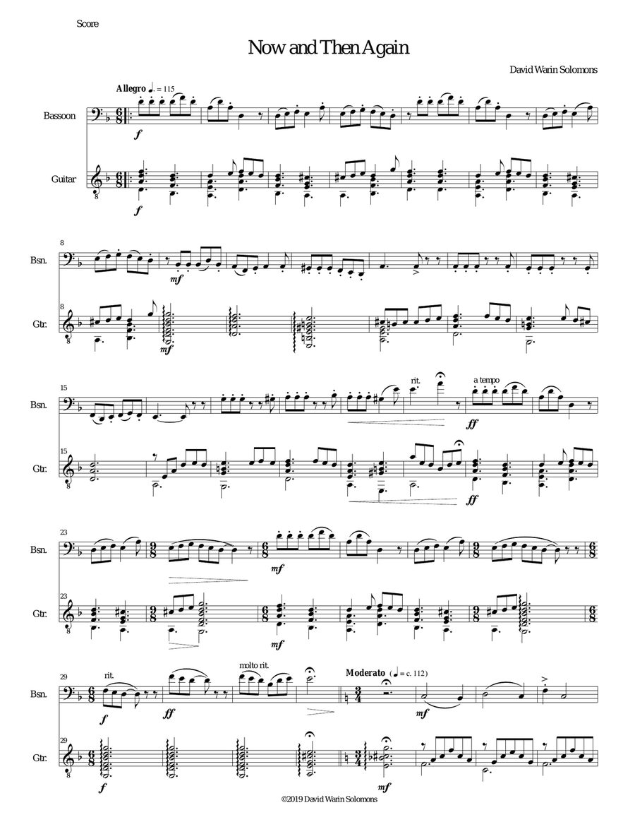 Now and then again for bassoon and guitar
