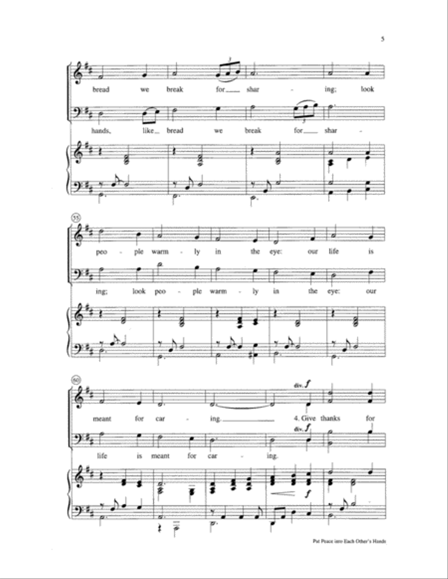 Put Peace Into Each Other's Hands 4-Part scores gallery preview page 5