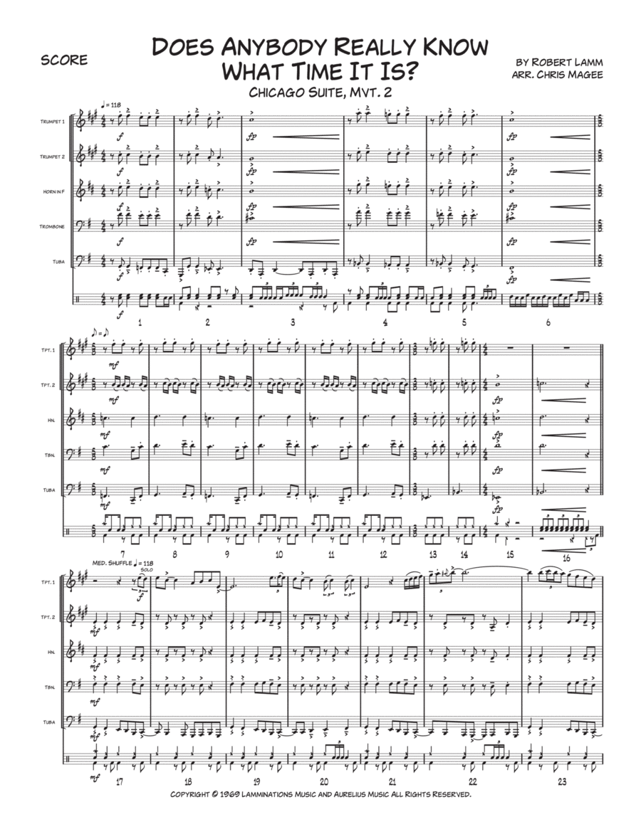 Does Anybody Really Know What Time It Is? Brass Quintet scores gallery preview page 1