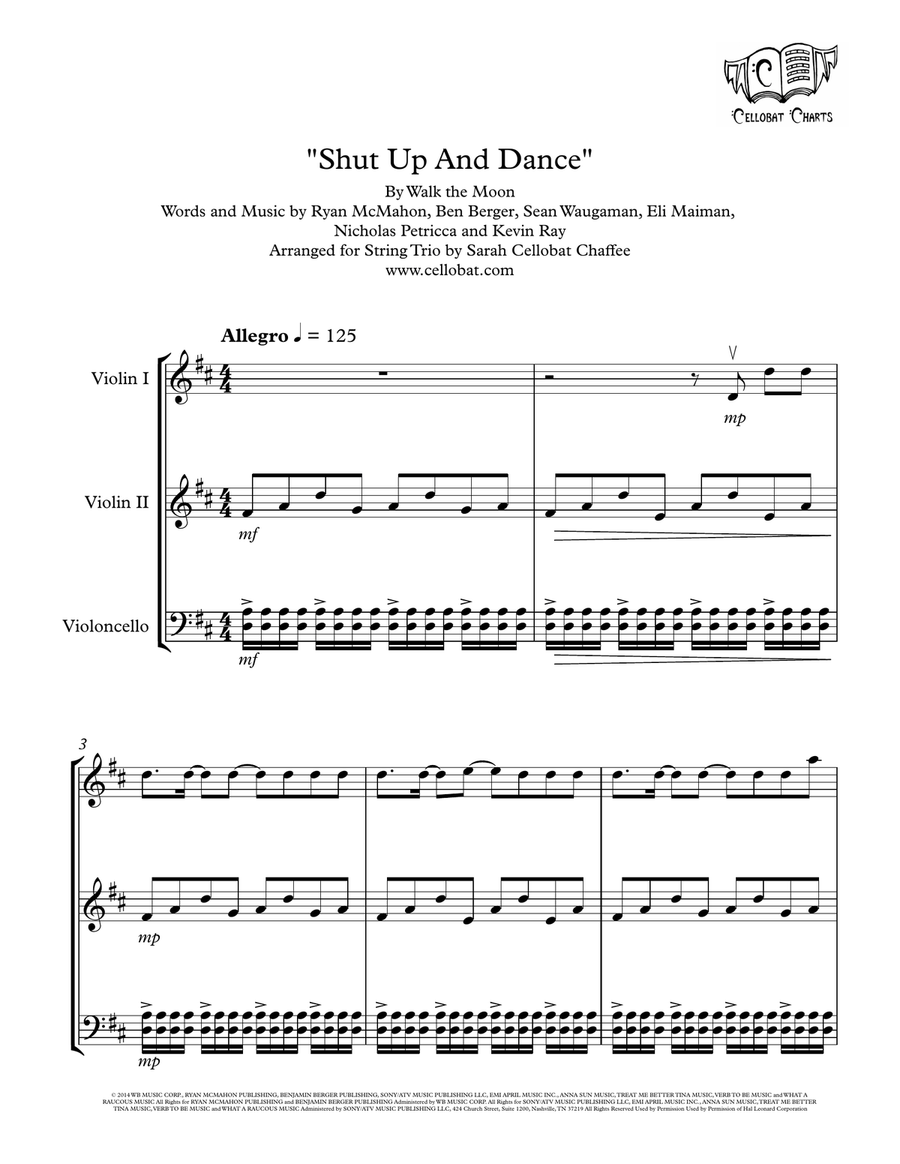 Shut Up And Dance String Trio scores gallery preview page 1