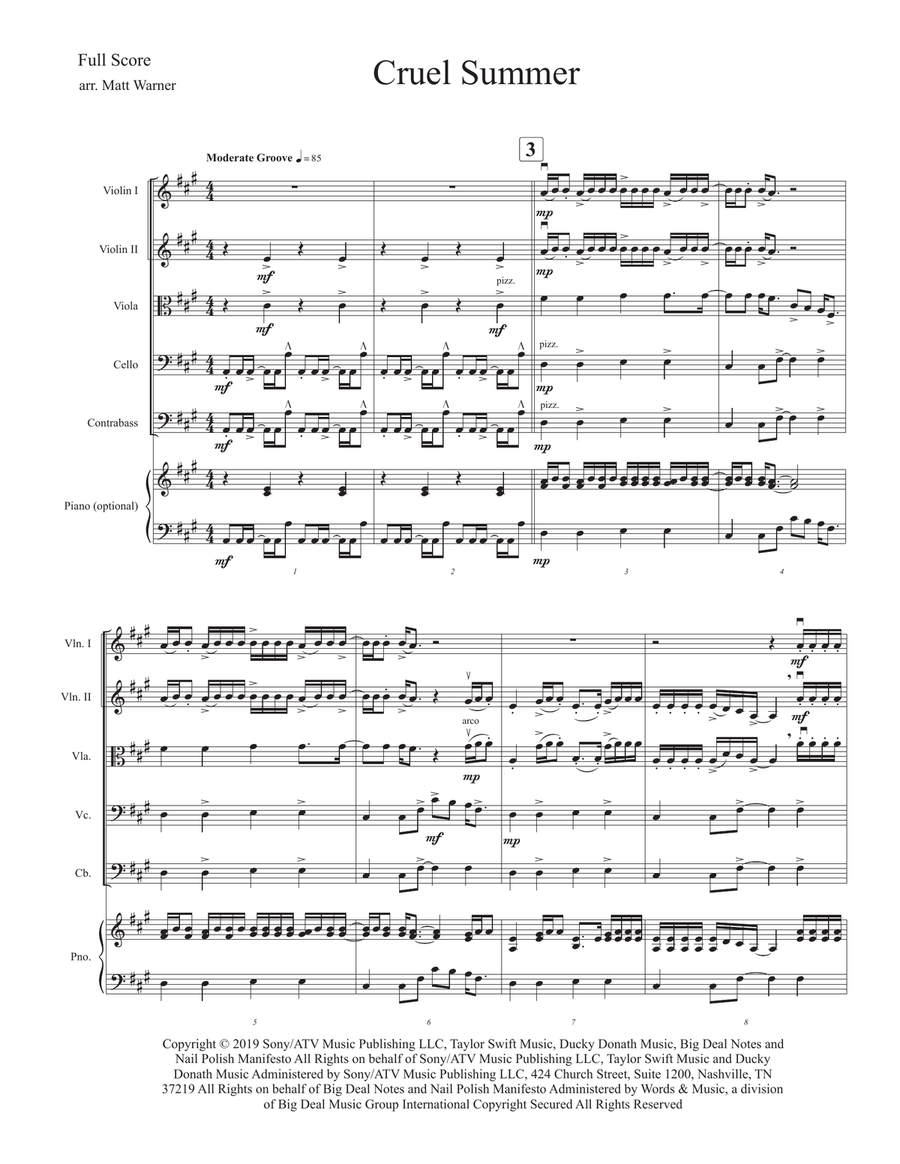 Cruel Summer String Orchestra scores gallery preview page 3