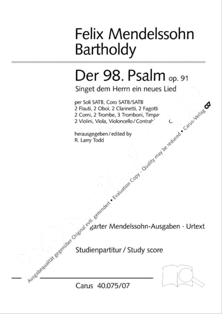 Psalm 98 (Der 98. Psalm) 4-Part scores gallery preview page 2