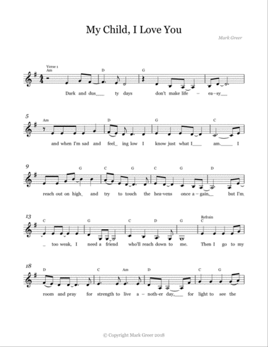 My Child, I Love You Guitar scores gallery preview page 1