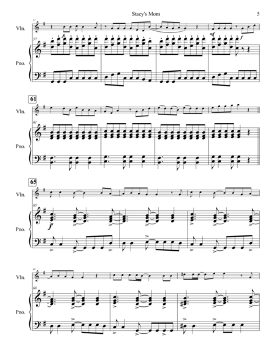 Stacy's Mom Violin Solo scores gallery preview page 6