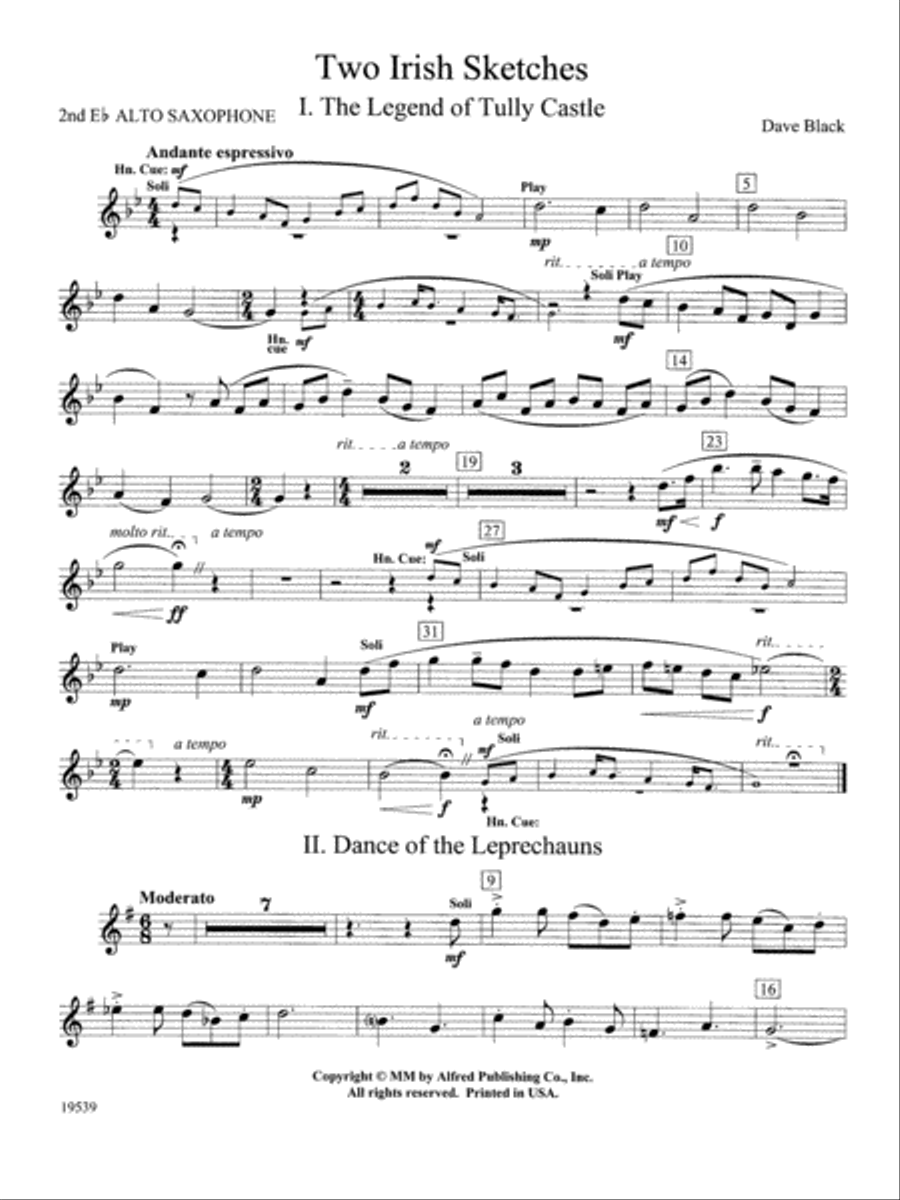 Two Irish Sketches: 2nd E-flat Alto Saxophone Concert Band scores gallery preview page 1