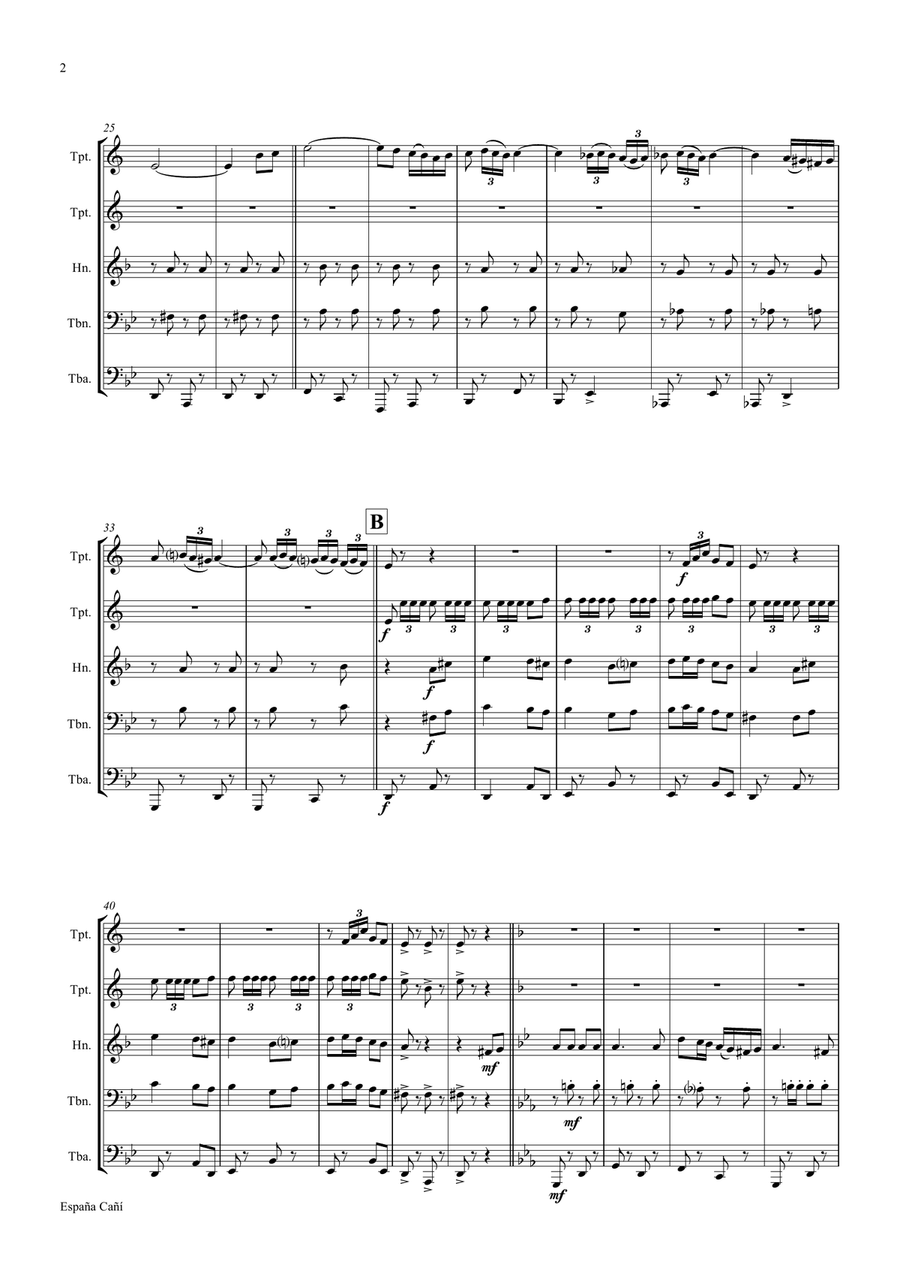 España Cañí - Paso Doble - Gypsy Dance - Brass Quintet Brass Quintet scores gallery preview page 2
