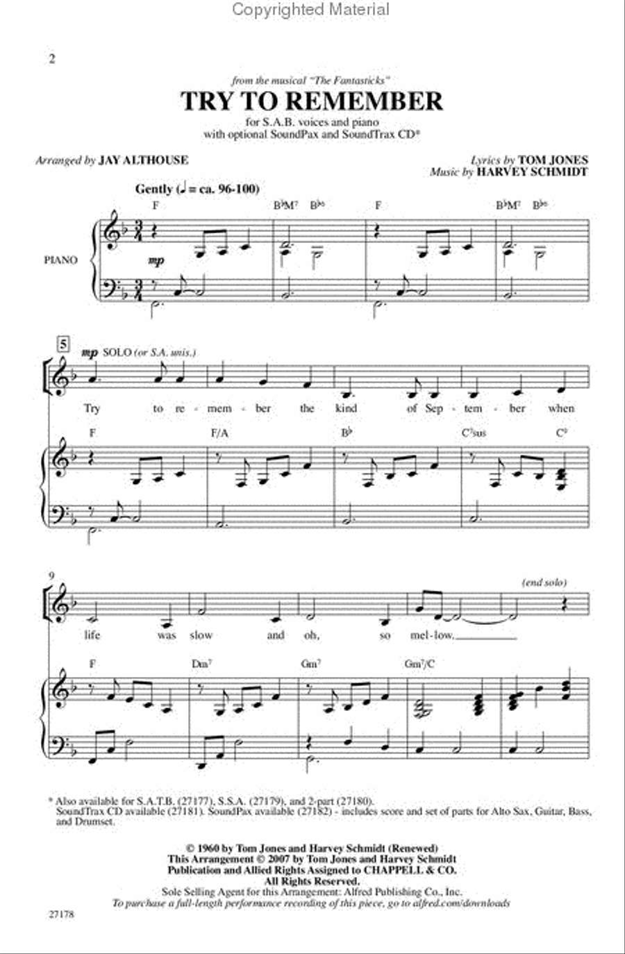 Try to Remember Try to Remember 3-Part scores gallery preview page 2