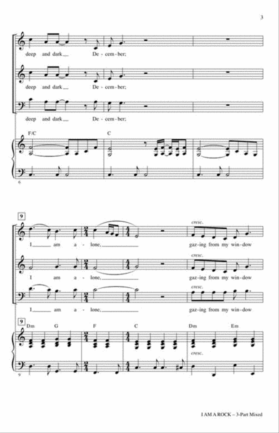 I Am a Rock I Am a Rock 3-Part scores gallery preview page 4