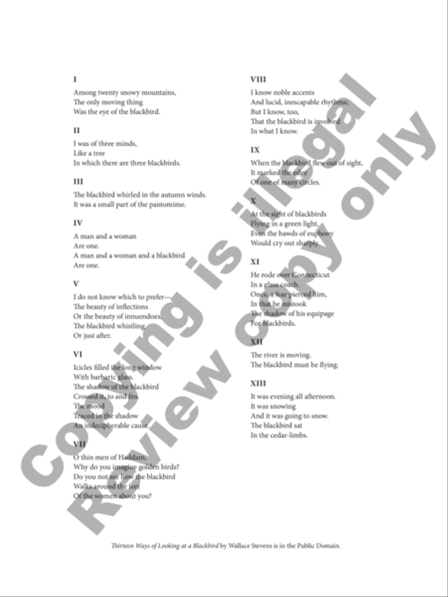 Thirteen Ways of Looking at a Blackbird Alto Saxophone scores gallery preview page 3