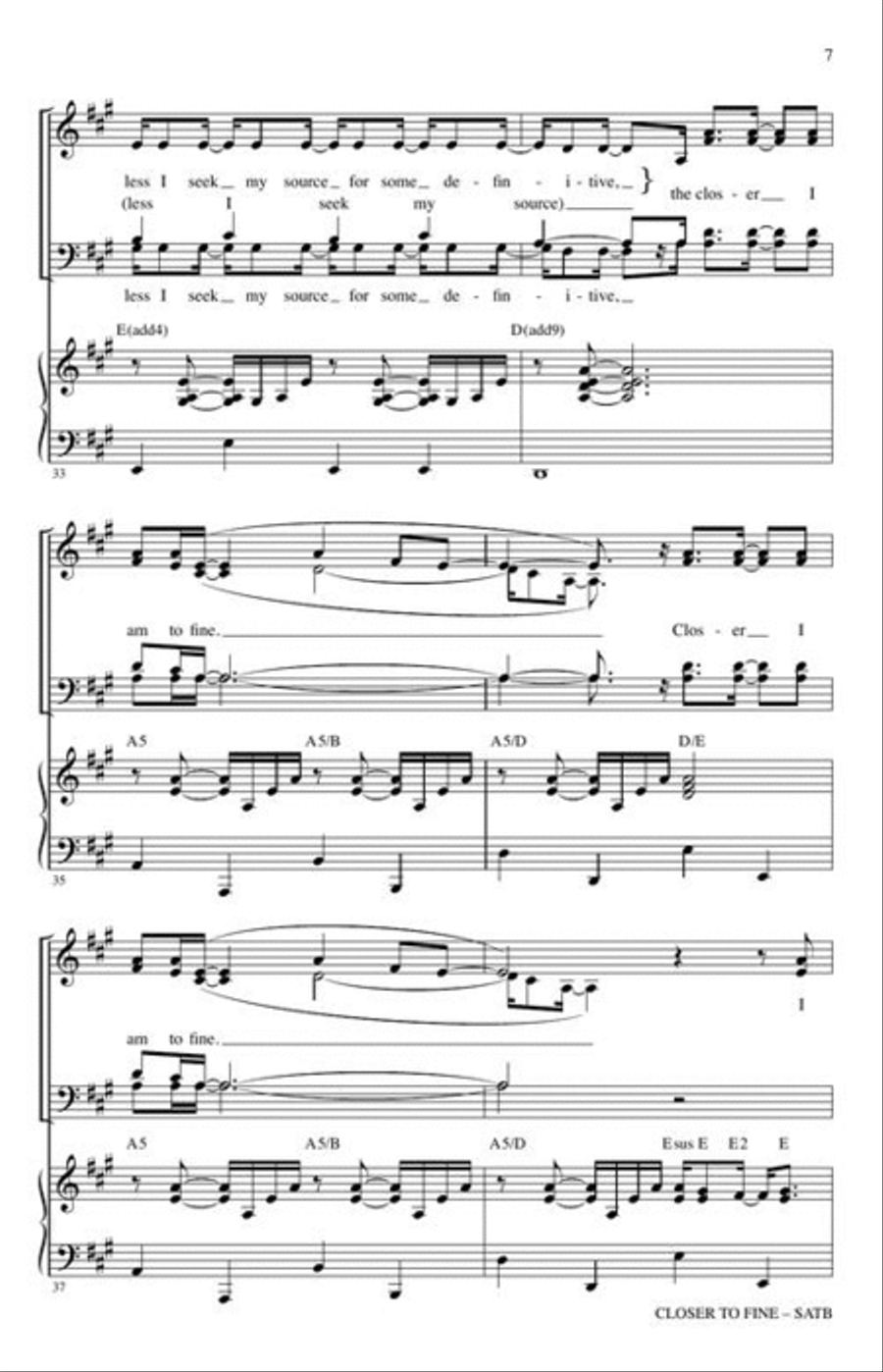 Closer to Fine 4-Part scores gallery preview page 5