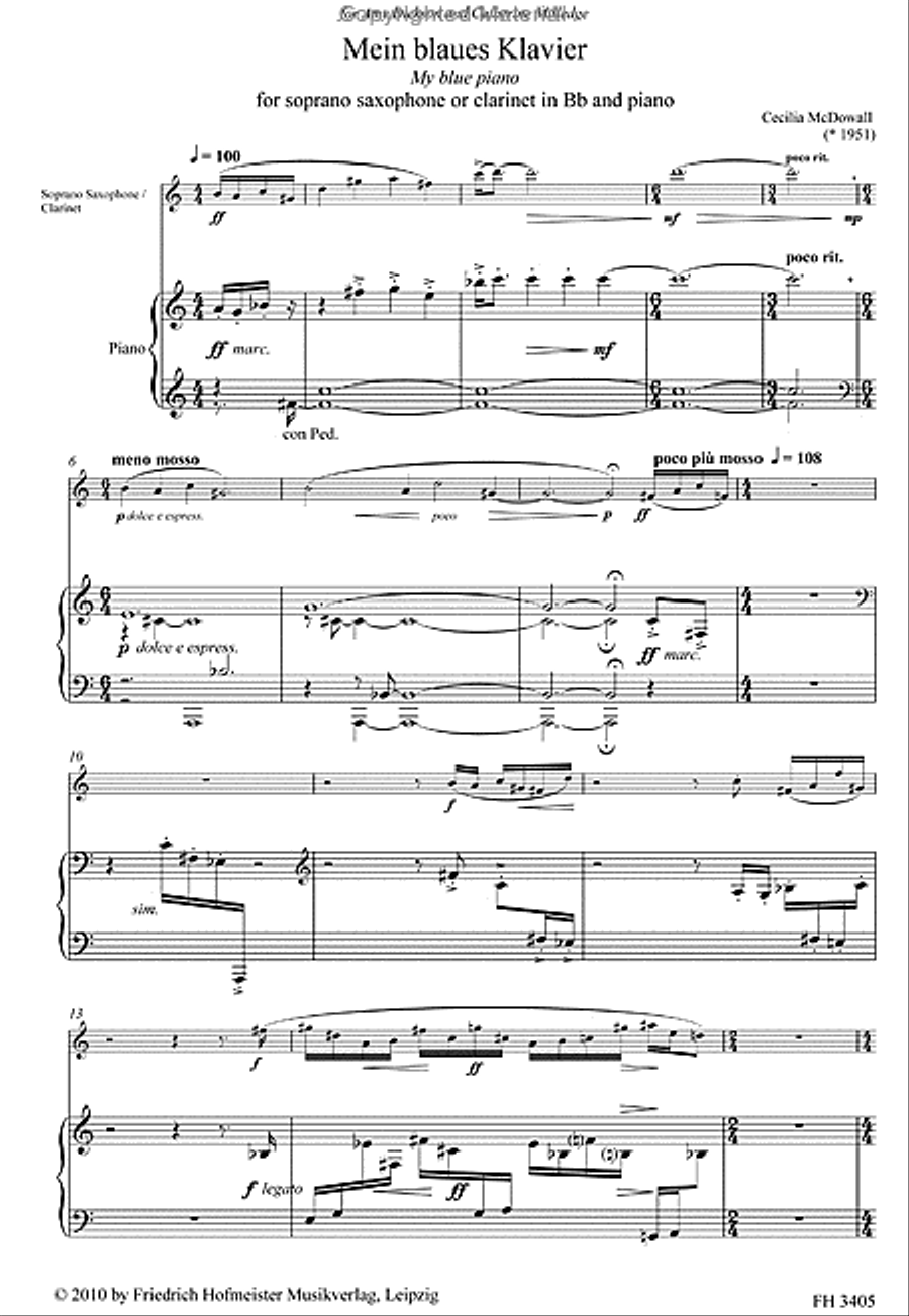 Mein blaues Klavier Mein blaues Klavier Clarinet scores gallery preview page 2