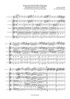 Concerto for E flat Clarinet, After Recorder Concerto in C, RV443