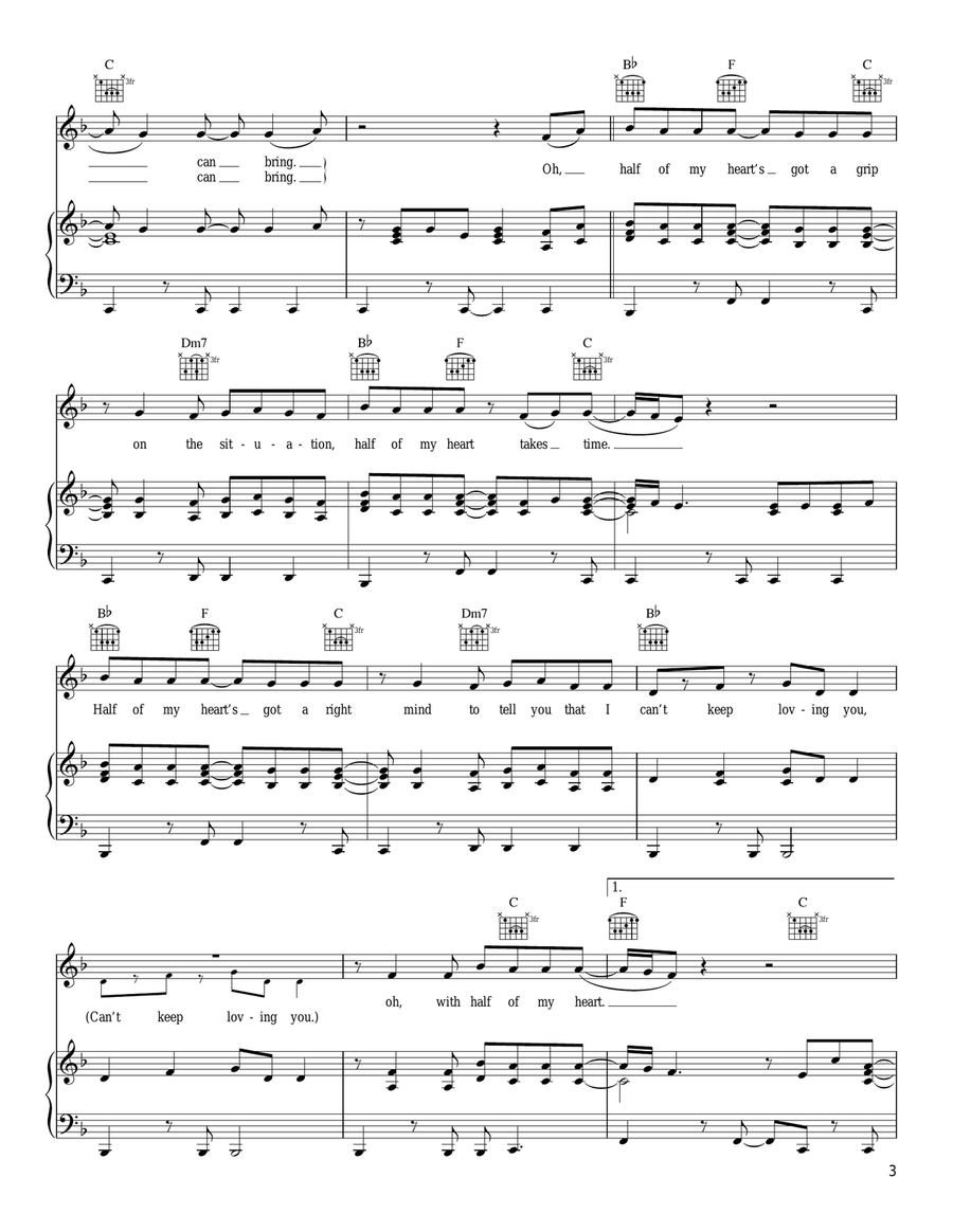 Half Of My Heart Piano, Vocal, Guitar scores gallery preview page 3