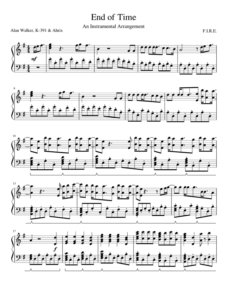 End Of Time Easy Piano scores gallery preview page 1