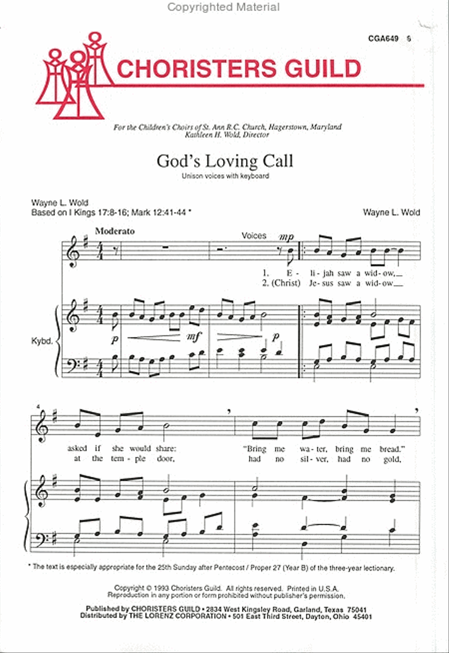 God's Loving Call Unison Choir scores gallery preview page 2