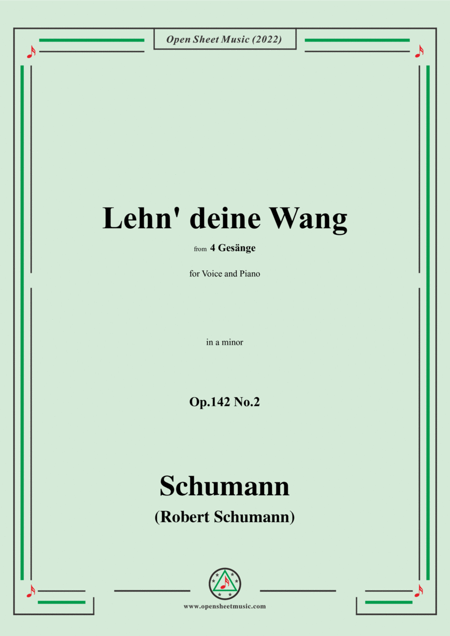 Schumann-Lehn deine Wang,Op.142 No.2,in a minor Voice scores gallery preview page 1