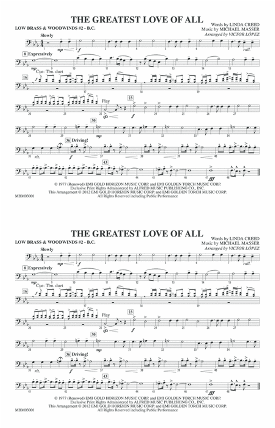 The Greatest Love of All: Low Brass & Woodwinds #2 - Bass Clef Marching Band scores gallery preview page 1