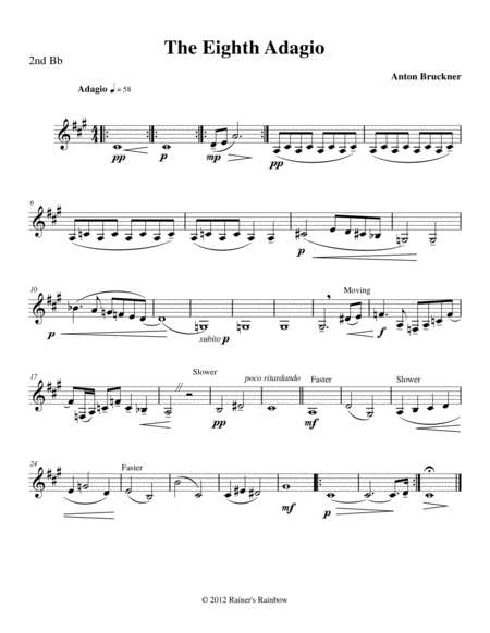Bruckner 1887 Symphony No 8 Adagio for Clarinet Quartet with Optional String Bass & Bonus Leadsheet