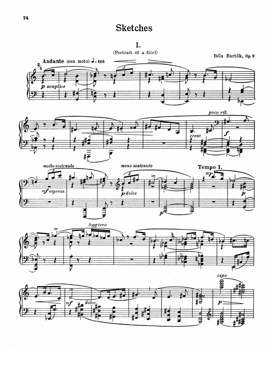 Bartók: Sketches, Op. 9