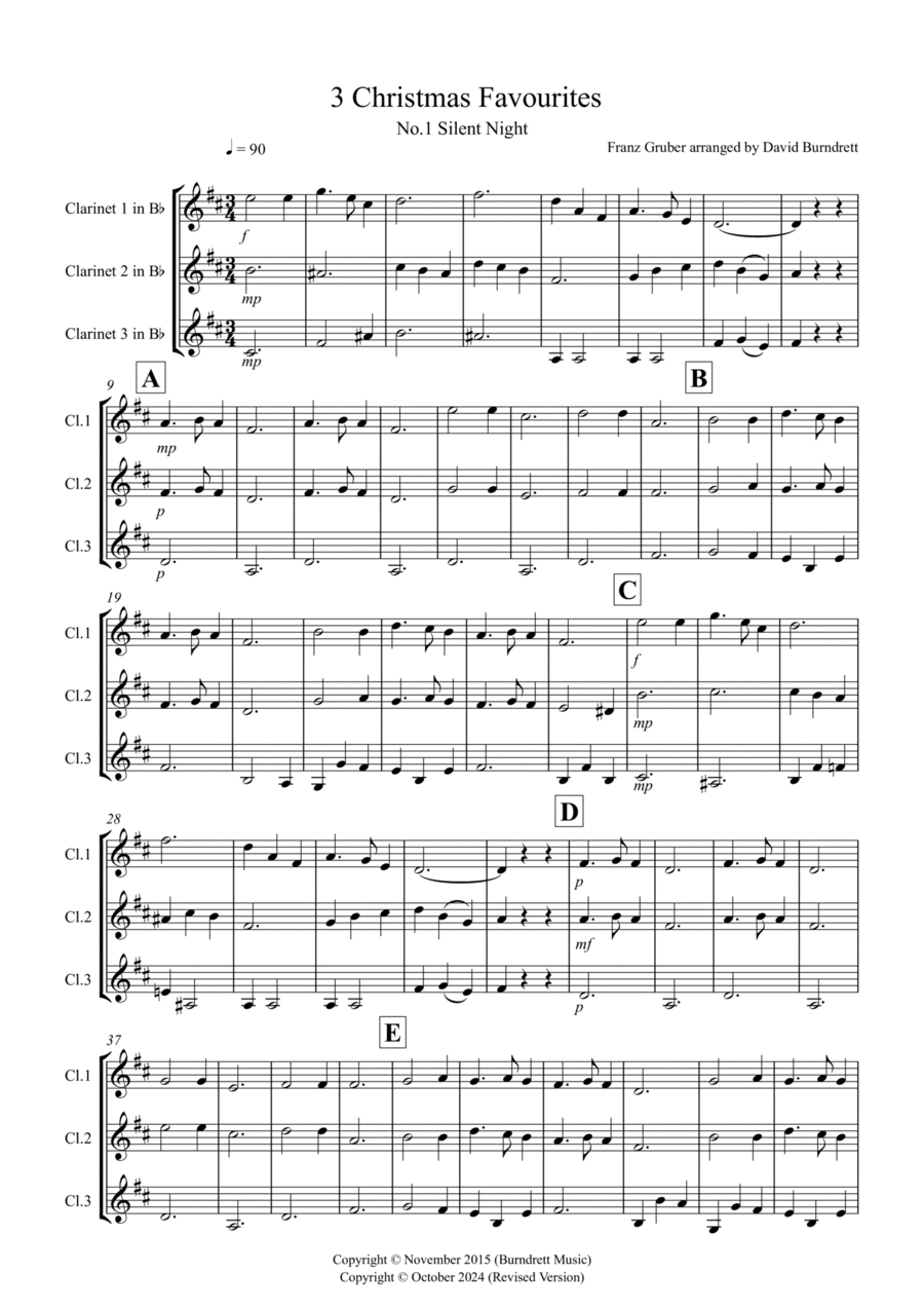 3 Christmas Favourites for Clarinet Trio Clarinet Trio scores gallery preview page 1