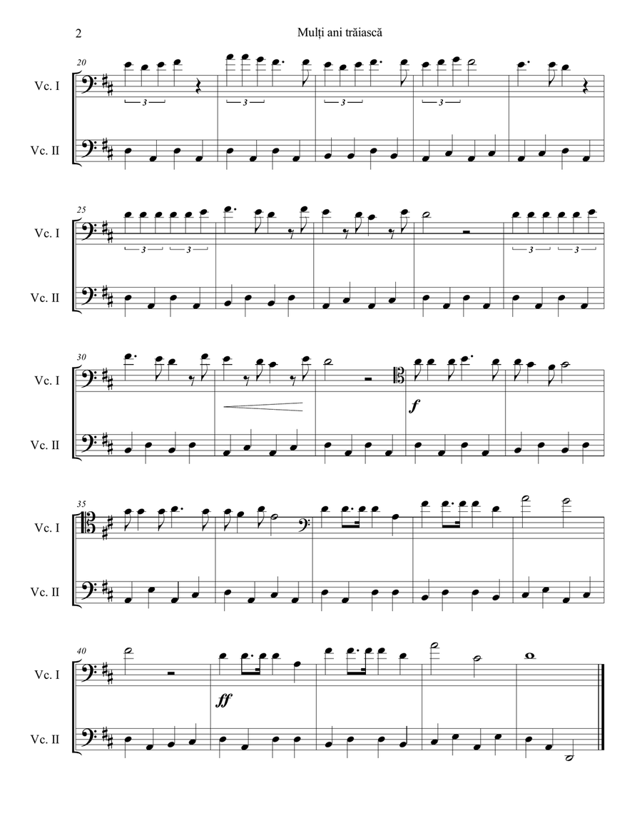 Mulți Ani Trăiască - Romanian Birthday Song - Cello Duo String Duet scores gallery preview page 4