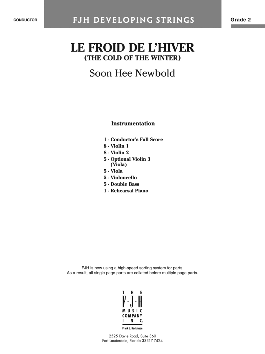 Le froid de l'hiver (The Cold of the Winter): Score String Orchestra scores gallery preview page 1