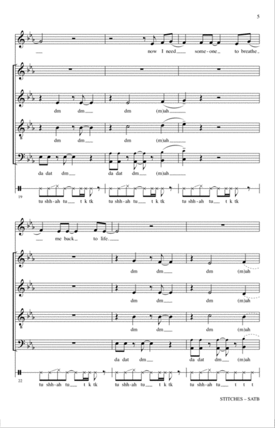 Stitches (arr. Brandy Kay Riha) 4-Part scores gallery preview page 4