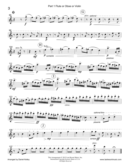 Overture from the Nutcracker for String Trio (2 Violins, Cello) Set of 3 Parts
