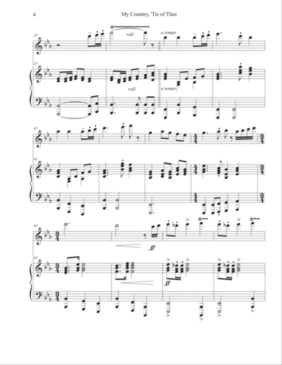 My Country, 'Tis of Thee (Flute-Piano) Flute Solo scores gallery preview page 4