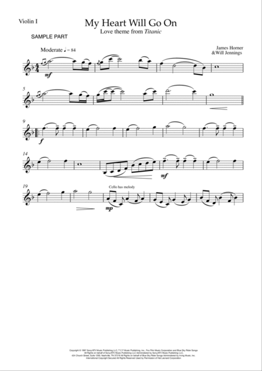 My Heart Will Go On (Love Theme from Titanic) String Quartet scores gallery preview page 5