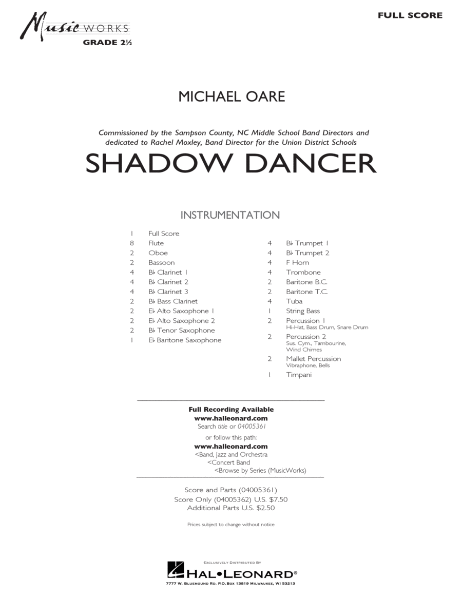 Shadow Dancer - Full Score