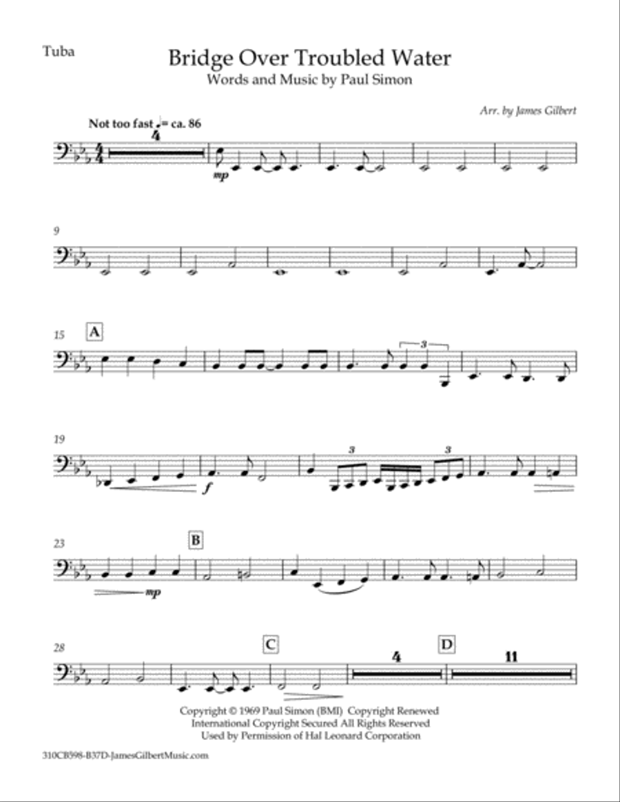 Bridge Over Troubled Water Brass Ensemble scores gallery preview page 2