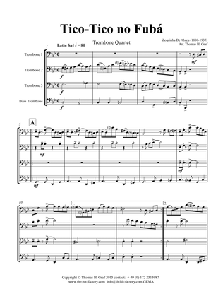 Book cover for Tico-Tico no Fubá - Choro - Trombone Quartet