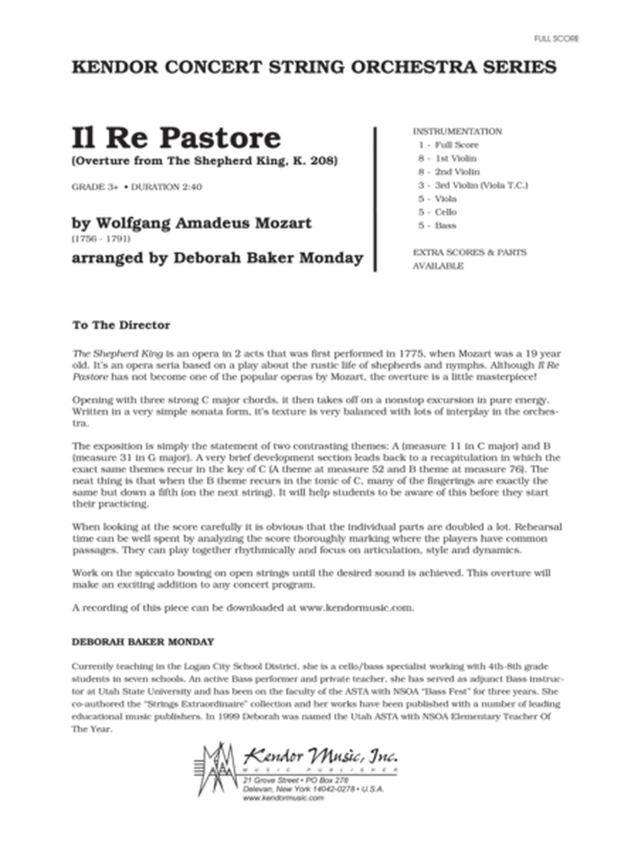 Il Re Pastore (Overture from The Shepherd King, K. 208) - Full Score