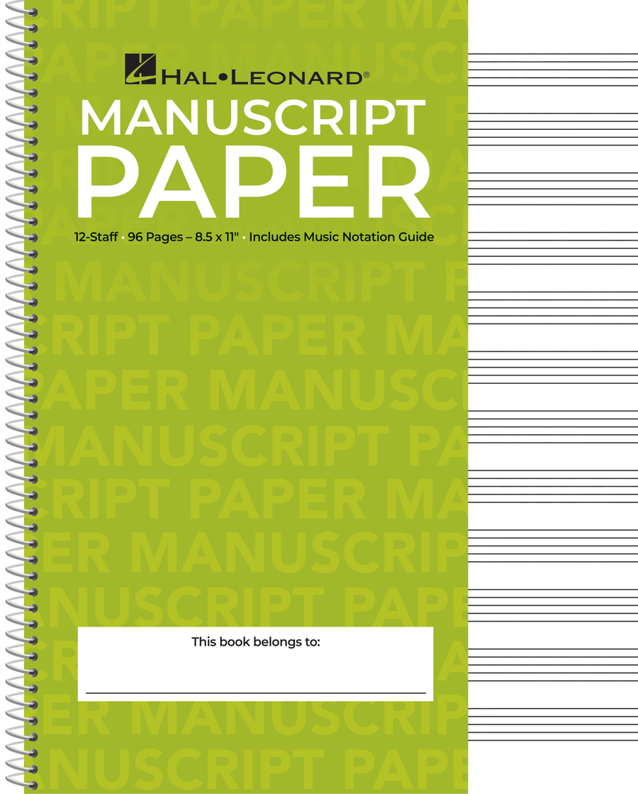 Standard Wirebound Manuscript Paper (Green Cover) Staff Paper scores gallery preview page 1