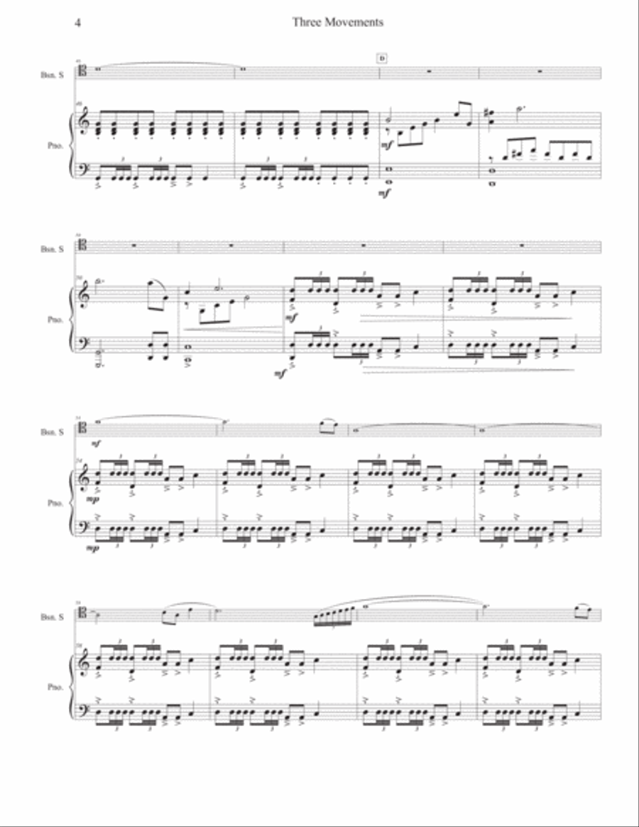 Three Movements (for bassoon and reduction for piano) Bassoon scores gallery preview page 5
