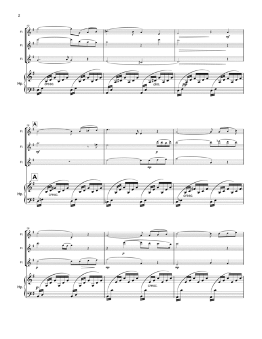 Ave Maria for 3 Flutes and Harp Small Ensemble scores gallery preview page 3