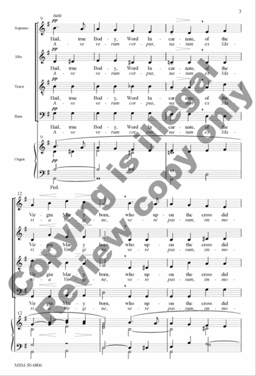 Hail, True Body/Ave verum corpus 4-Part scores gallery preview page 9