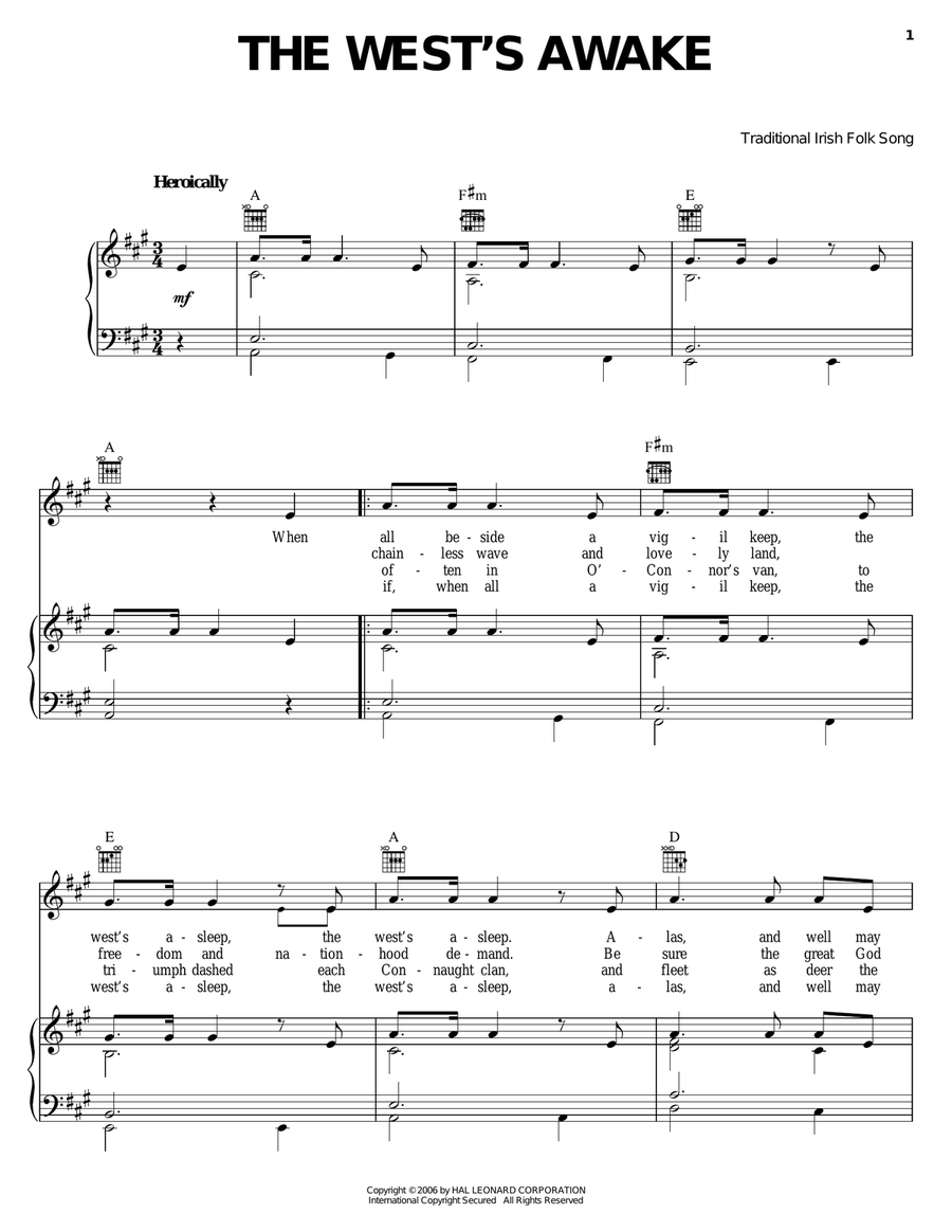 The West's Awake The West's Awake Piano, Vocal, Guitar scores gallery preview page 1