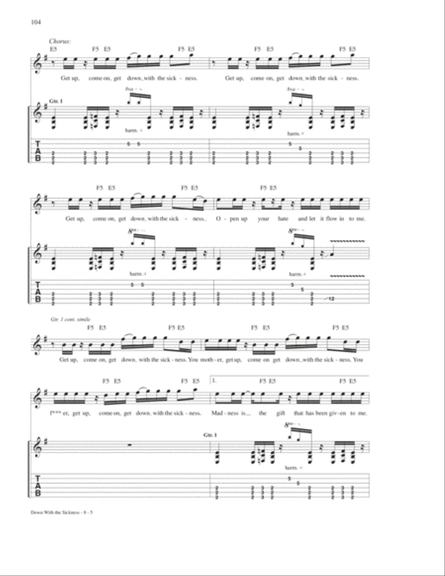 Down With The Sickness by Disturbed Electric Guitar Digital